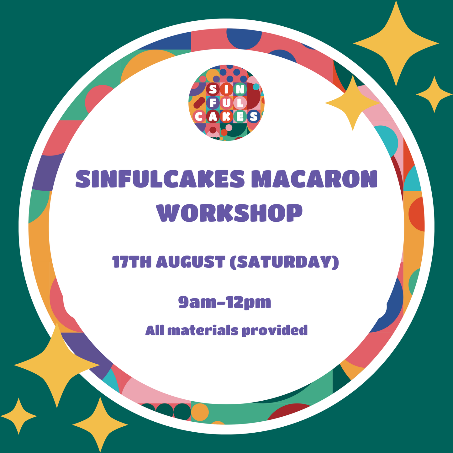 MACARON WORKSHOP 17TH AUGUST SATURDAY