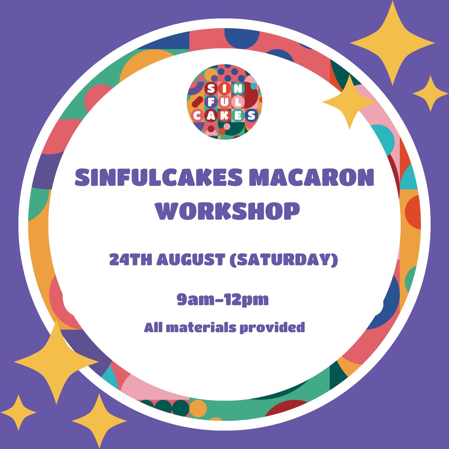 MACARON WORKSHOP 24TH AUGUST SATURDAY